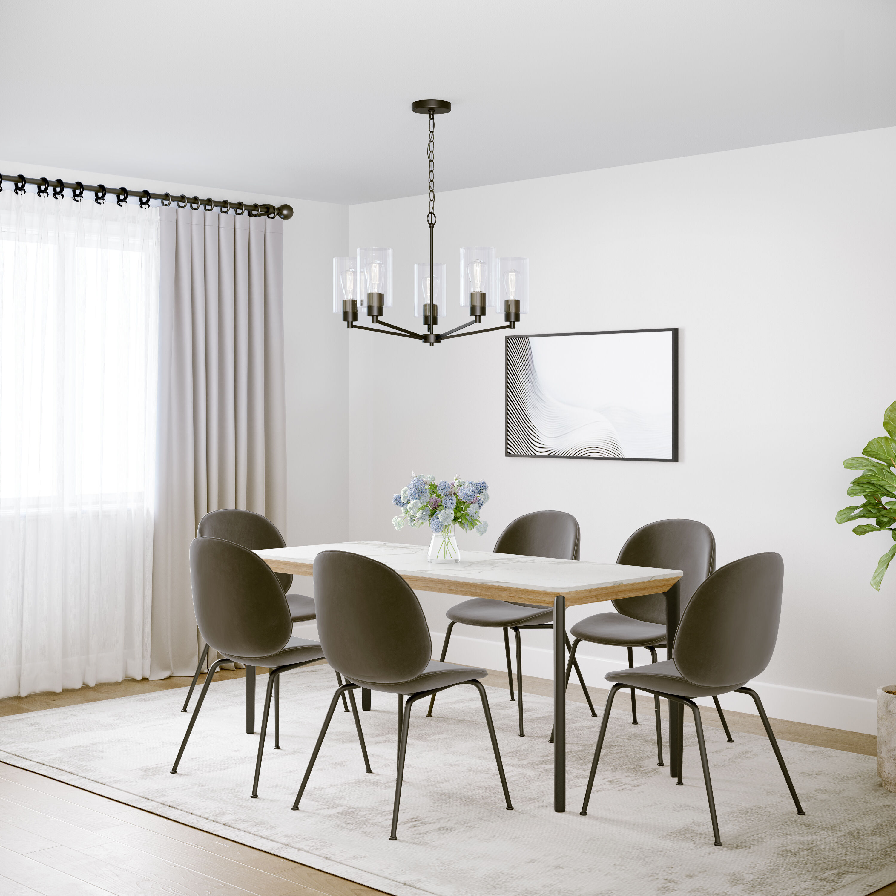 Beverlly 5 Light 26 inch Matte Black Chandelier Ceiling Light